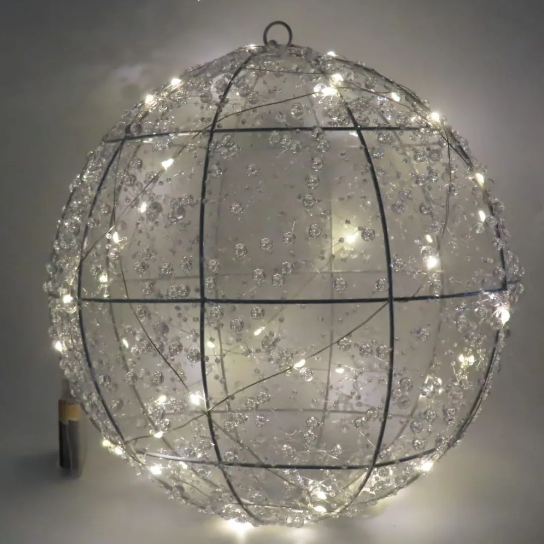 Metal Frame Hanging Ball with Clear Beads