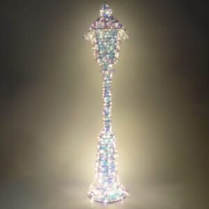 LED Metal Light Up 120cm Lamp Post Iridescent Tinsel Warm White