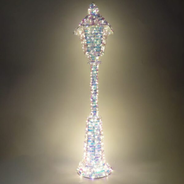 Buy LED Metal Light Up 120cm Lamp Post Iridescent Tinsel Warm White ...