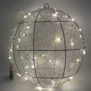 Metal Frame Hanging Ball with Clear Beads