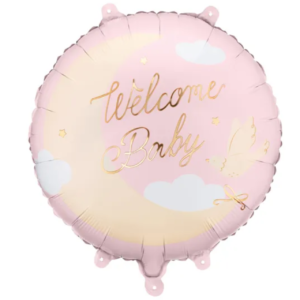 18 inch Welcome Baby Moon Pink Foil Balloon
