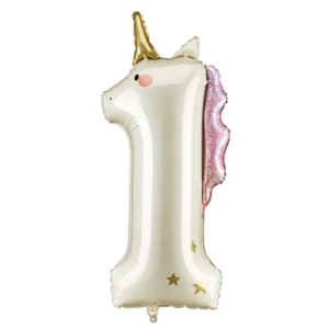 Party Deco 37 inch Unicorn Holo Number 1 Foil Balloon