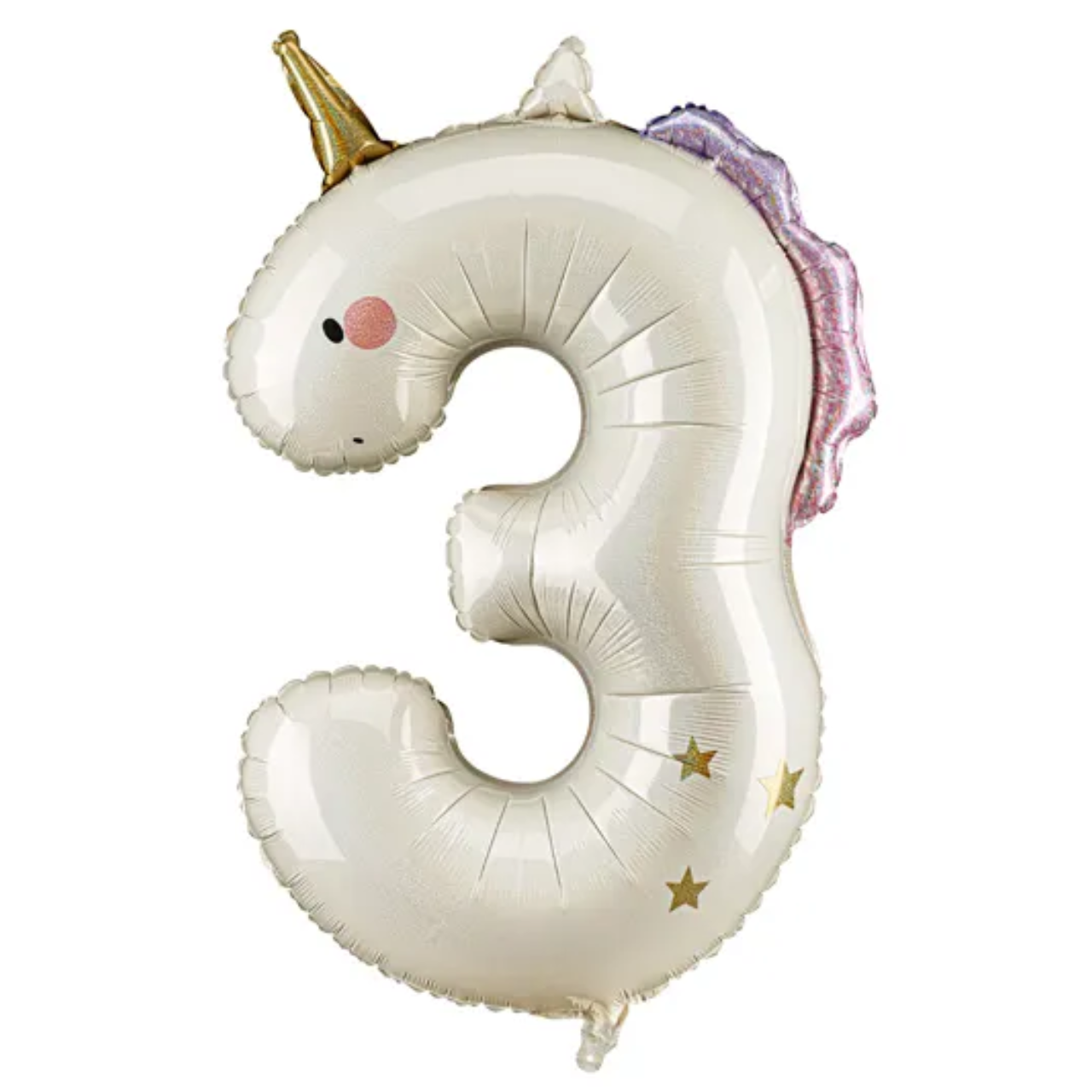 37 inch Unicorn Holo Number 3 Foil Balloon