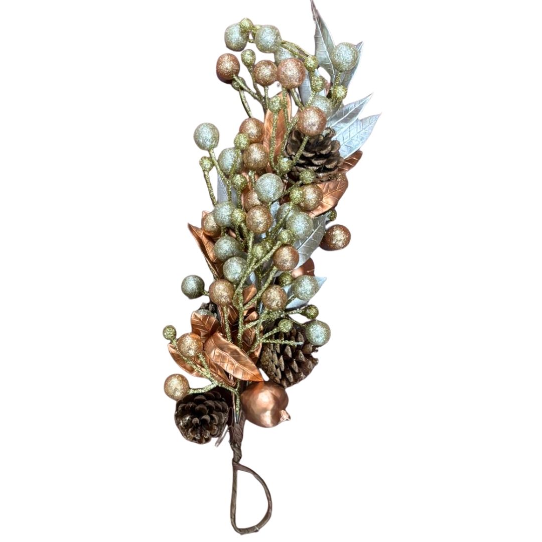 60 cm Xmas Champagne Pinecone Apple Teardrop Garland
