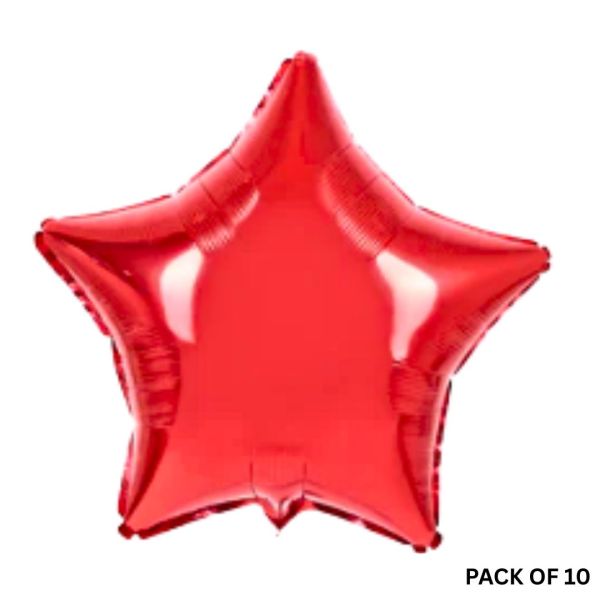 9 inch metallic Red Star Balloon pack of 10