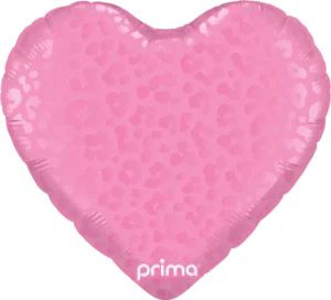 Prima 18 inch Heart Dark Pink Matte & Shiny Leopard Print Foil Balloon