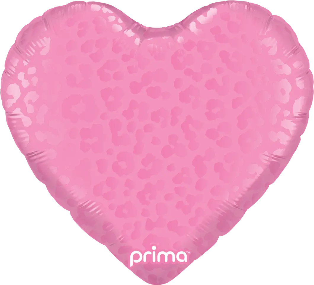 Prima 18 inch Heart Dark Pink Matte & Shiny Leopard Print Foil Balloon
