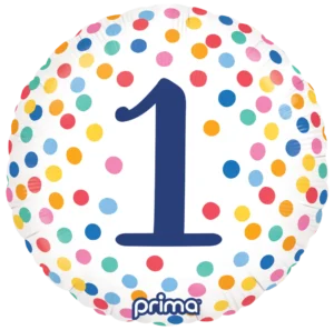 Prima 18 inch Round Happy Birthday Colorful Confetti 1 Foil Balloon