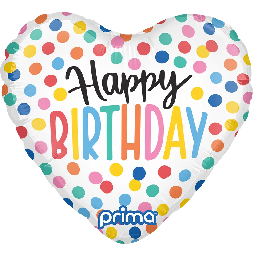 Prima 9 inch Heart Birthday Confetti Foil Balloon (6)