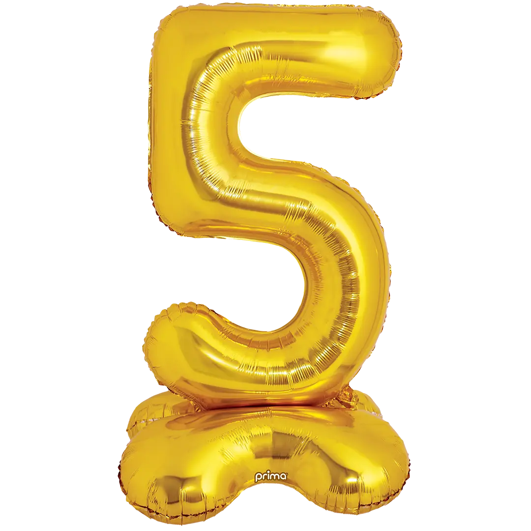 Prima 40 inch Gold Standing Number 5 Foil Balloon