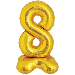 Prima 40 inch Gold Standing Number 8 Foil Balloon