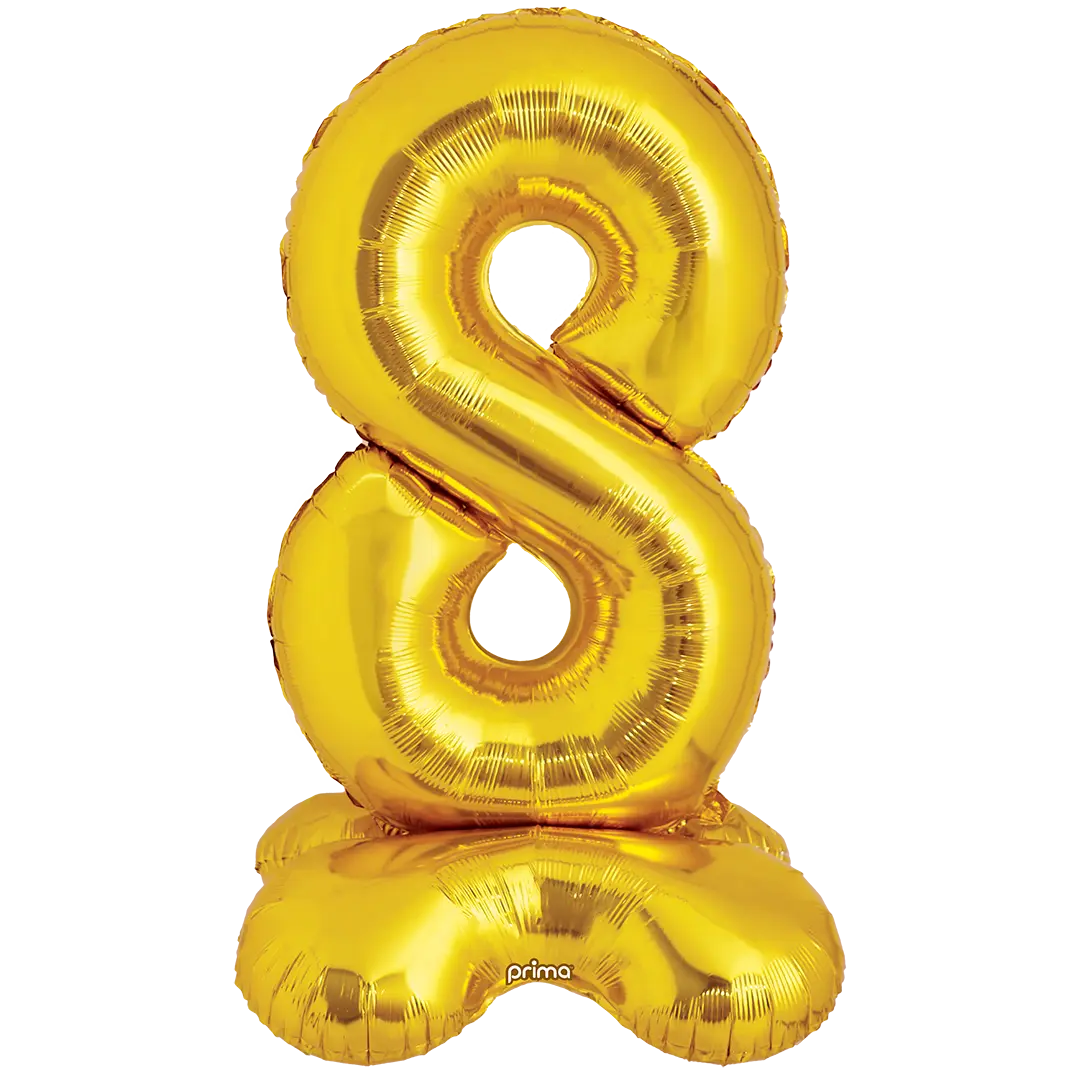 Prima 40 inch Gold Standing Number 8 Foil Balloon