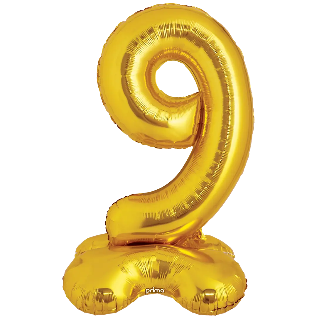 Prima 40 inch Gold Standing Number 9 Foil Balloon