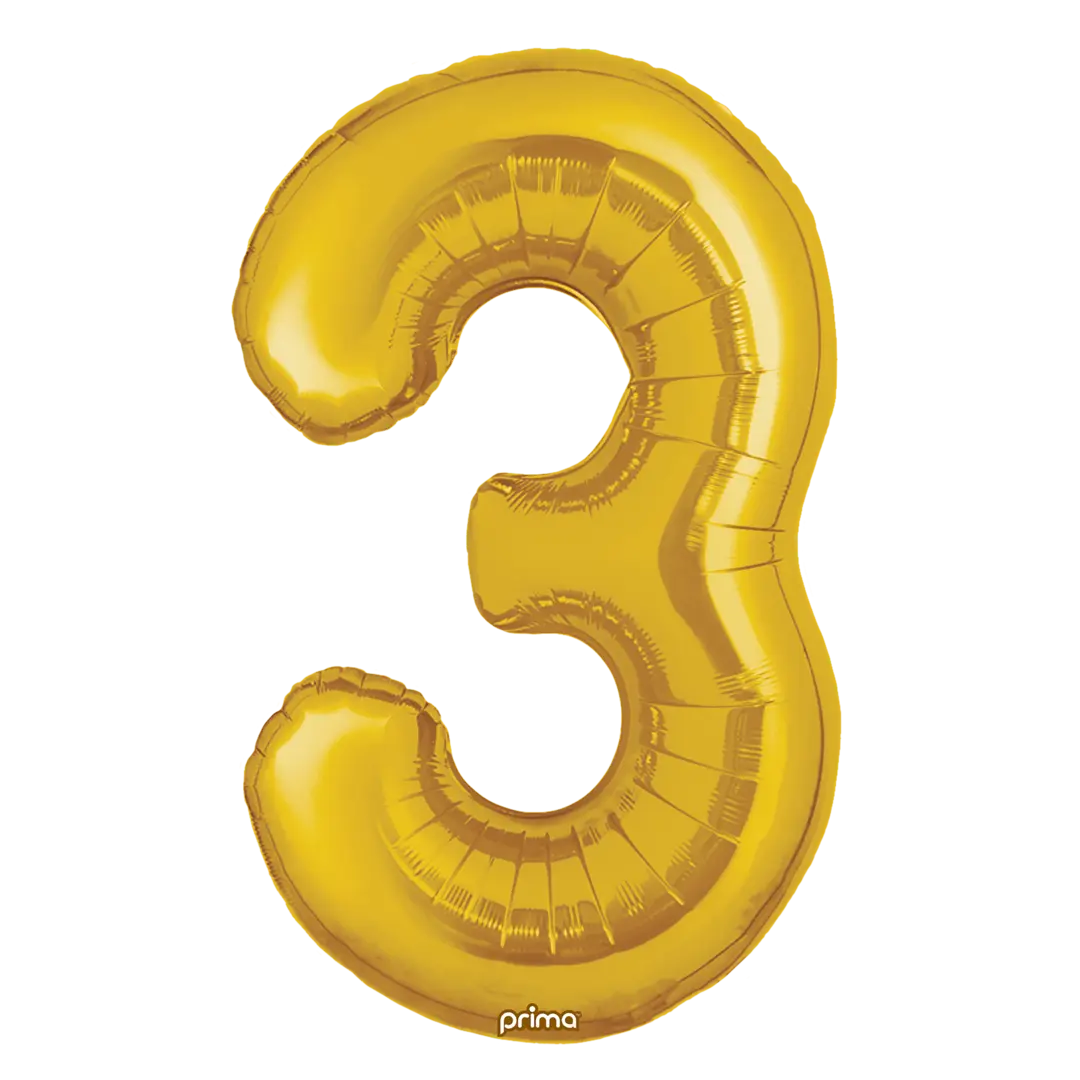 Prima 16 inch Gold Number 3 Foil Balloon (2)