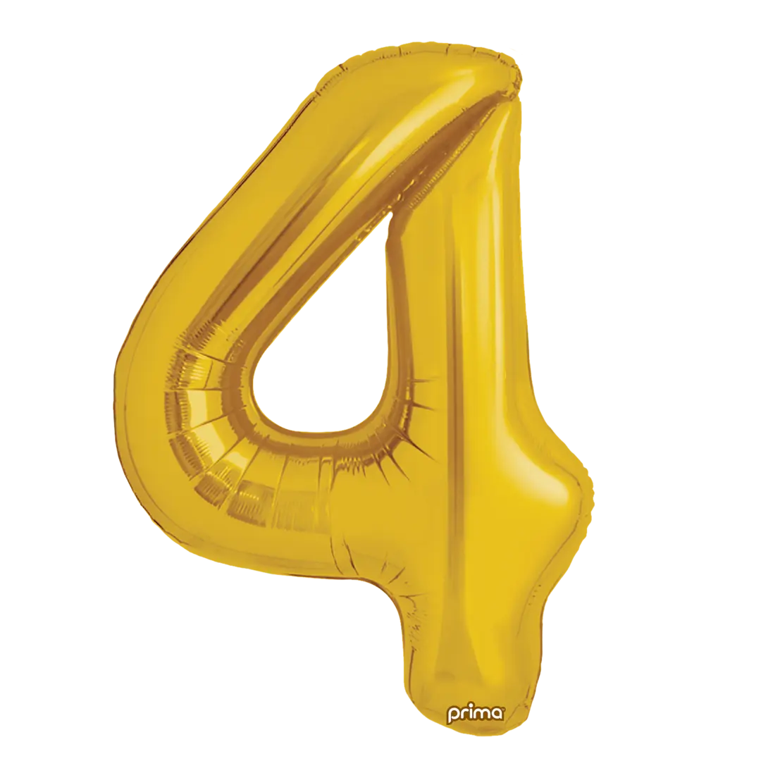 Prima 34 inch Gold Number 4 Foil Balloon