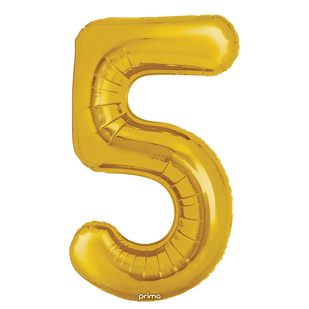 Prima 16 inch Gold Number 5 Foil Balloon (2)