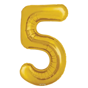 Prima 34 inch Gold Number 5 Foil Balloon