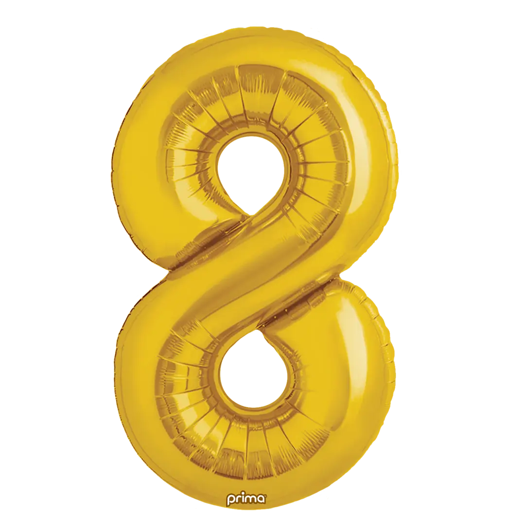 Prima 16 inch Gold Number 8 Foil Balloon (2)