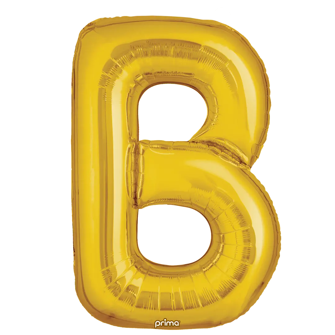 Prima 16 inch Letter B Gold Foil Balloon (2 Pack)