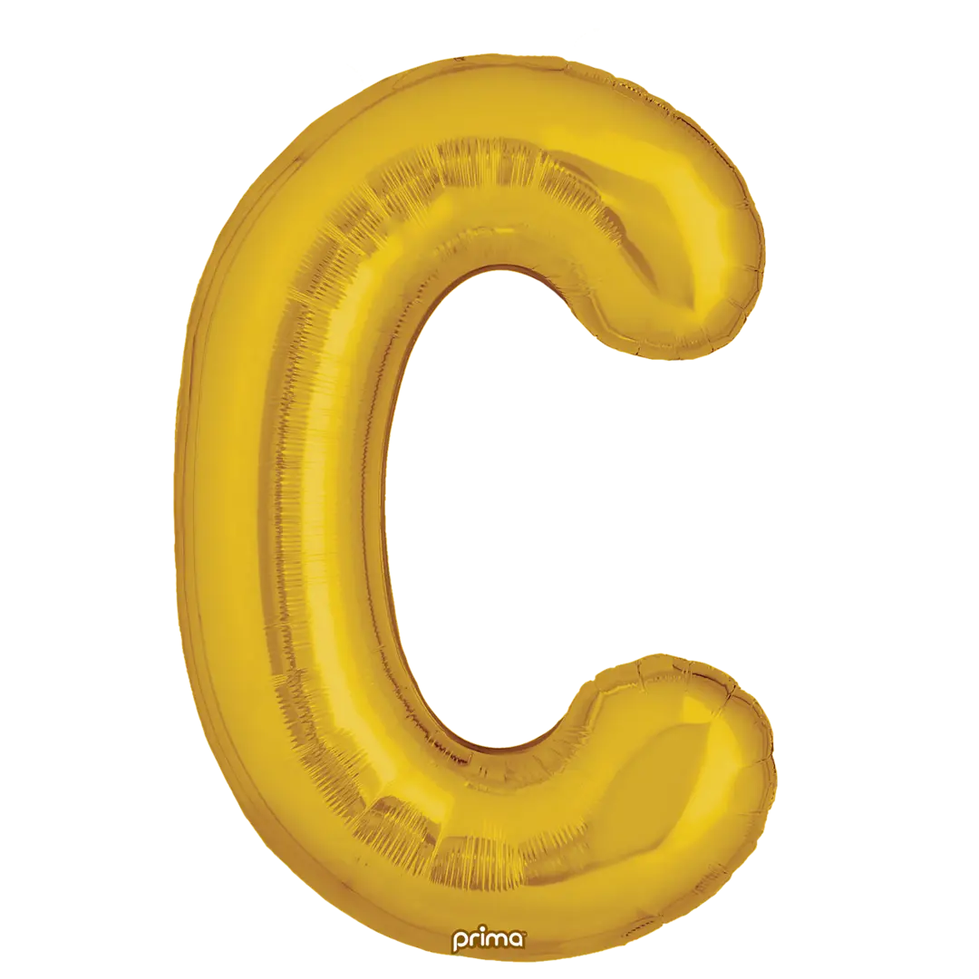 Prima 16 inch Letter C Gold Foil Balloon (2 Pack)
