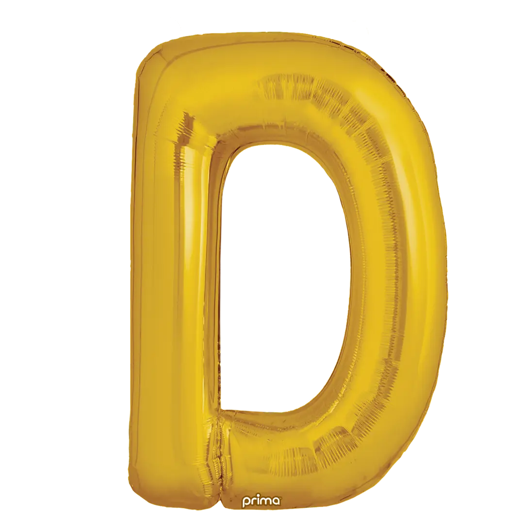 Prima 16 inch Letter D Gold Foil Balloon (2 Pack)