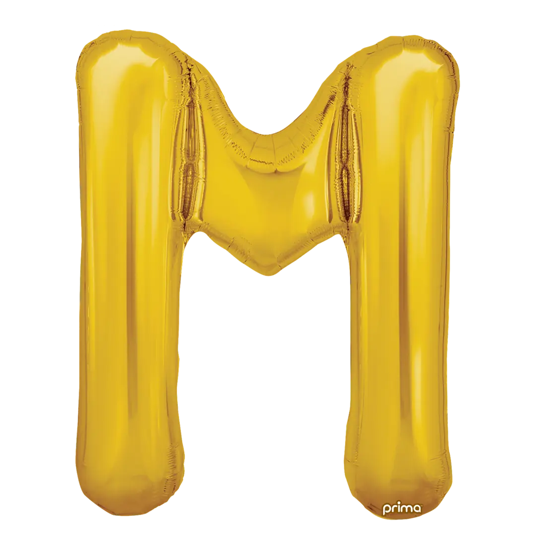 Prima 16 inch Letter M Gold Foil Balloon (2 Pack)