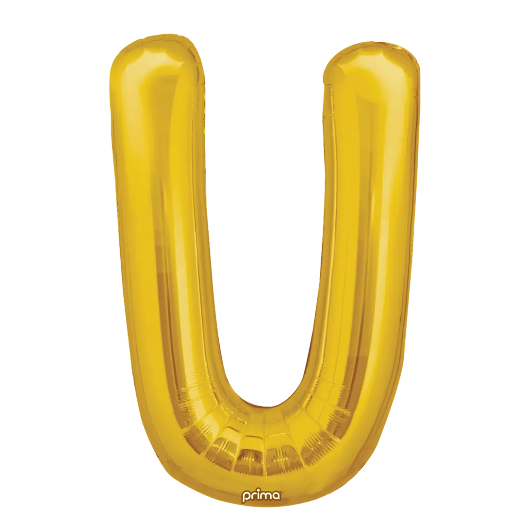 Prima 16 inch Letter U Gold Foil Balloon (2 Pack)