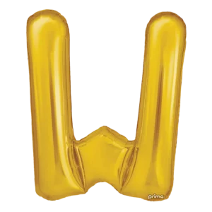Prima 16 inch Letter W Gold Foil Balloon (2 Pack)