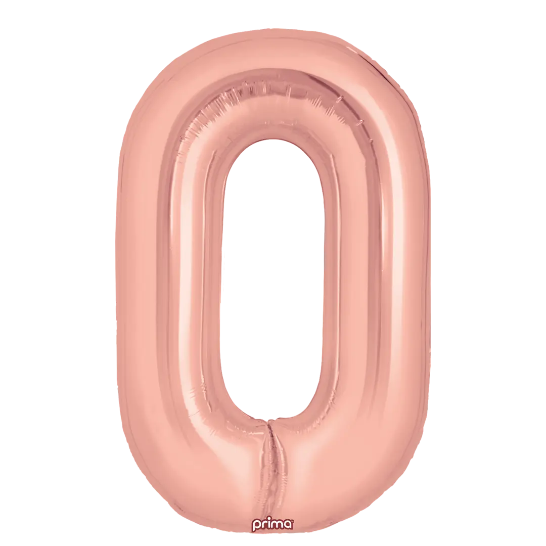Prima 16 inch Rose Gold Number 0 Foil Balloon (2)