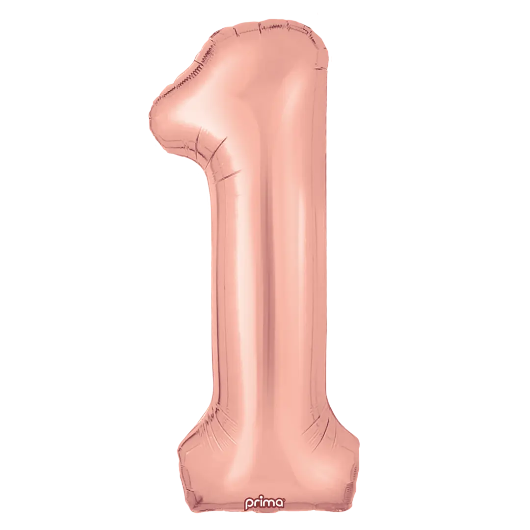 Prima 16 inch Rose Gold Number 1 Foil Balloon (2)
