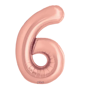 Prima 16 inch Rose Gold Number 6 Foil Balloon (2)