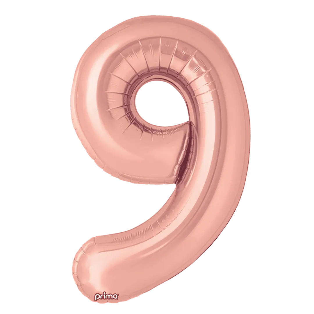 Prima 34 inch Rose Gold Number 9 Foil Balloon