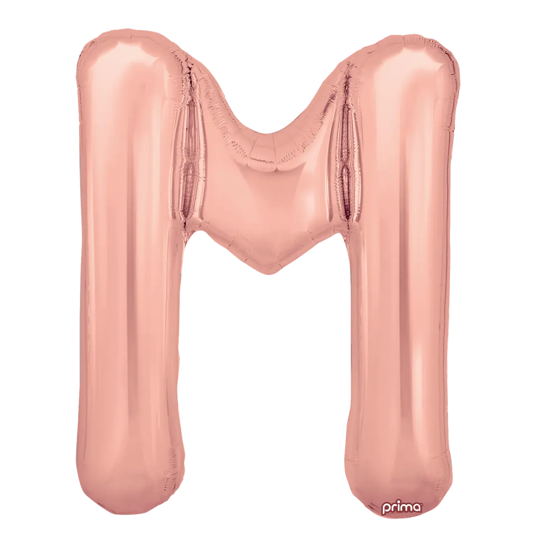 Prima 16 inch Letter M Rose Gold Foil Balloon (2 Pack)