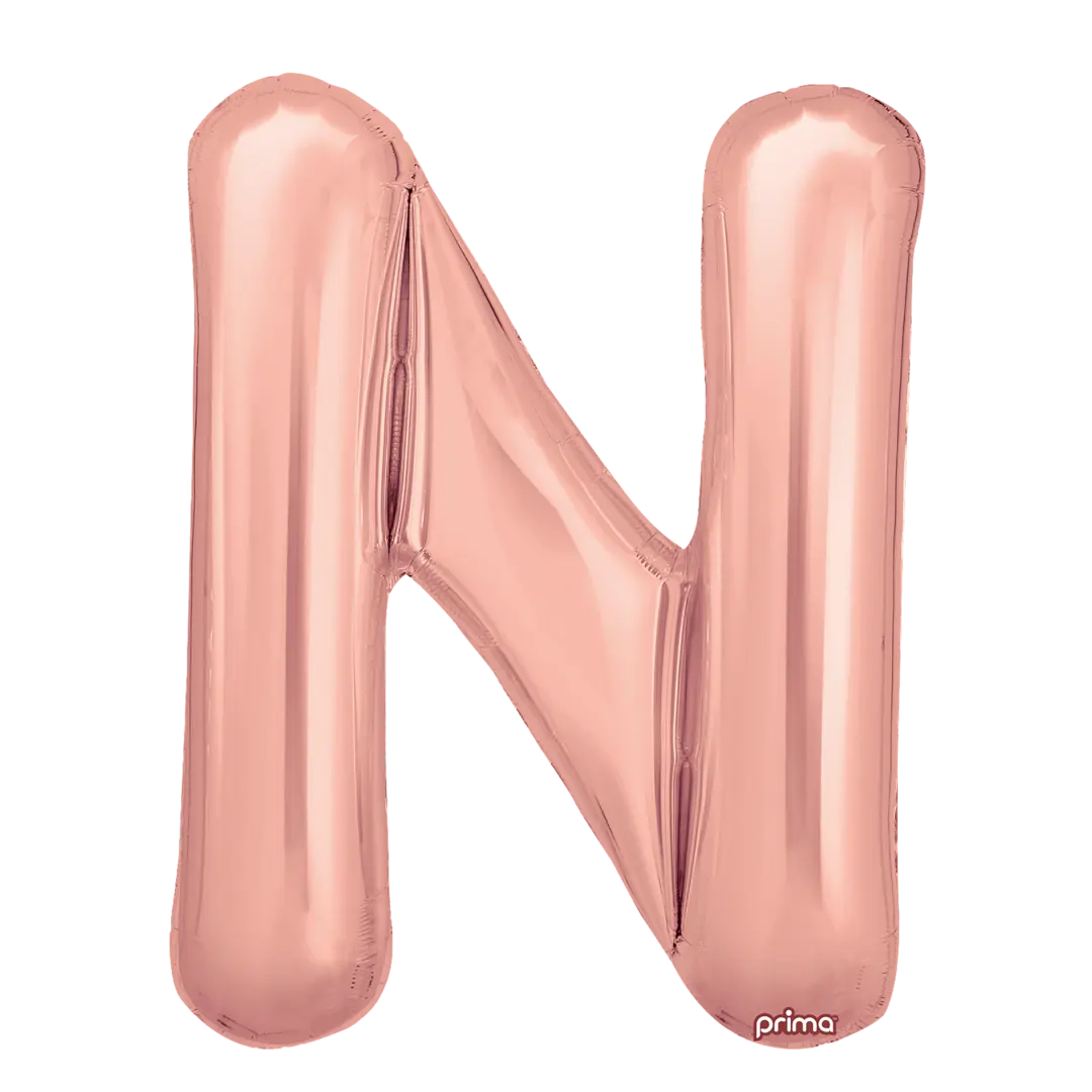 Prima 16 inch Letter N Rose Gold Foil Balloon (2 Pack)