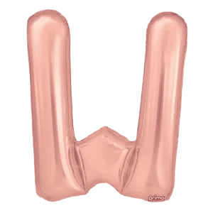 Prima 16 inch Letter W Rose Gold Foil Balloon (2 Pack)
