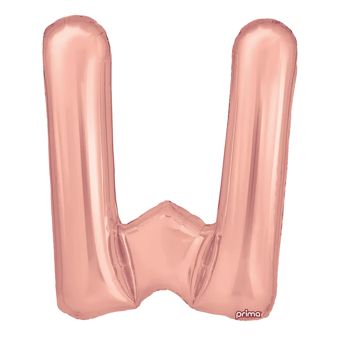 Prima 16 inch Letter W Rose Gold Foil Balloon (2 Pack)