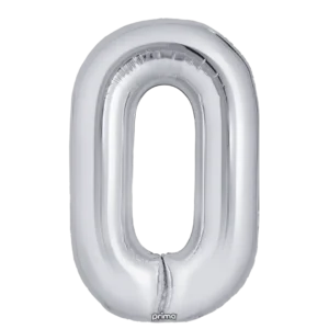 Prima 16 inch Silver Number 0 Foil Balloon (2)