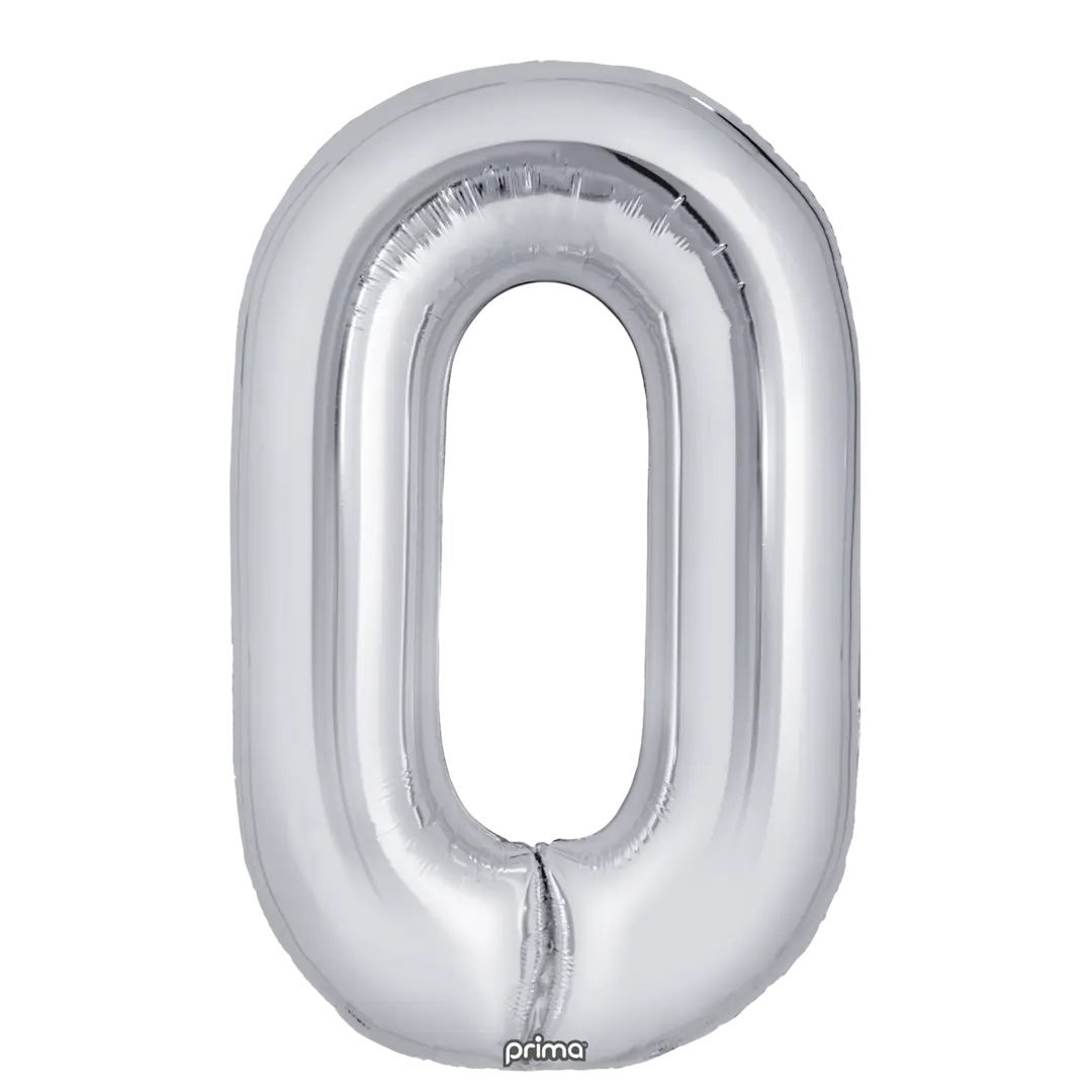 Prima 34 inch Silver Number 0 Foil Balloon
