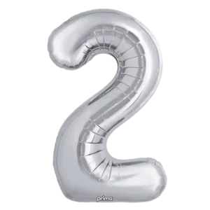 Prima 16 inch Silver Number 2 Foil Balloon (2)