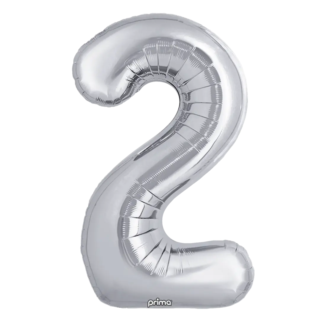 Prima 16 inch Silver Number 2 Foil Balloon (2)