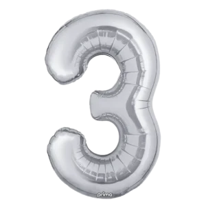 Prima 16 inch Silver Number 3 Foil Balloon (2)