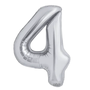 Prima 34 inch Silver Number 4 Foil Balloon