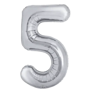 Prima 16 inch Silver Number 5 Foil Balloon (2)