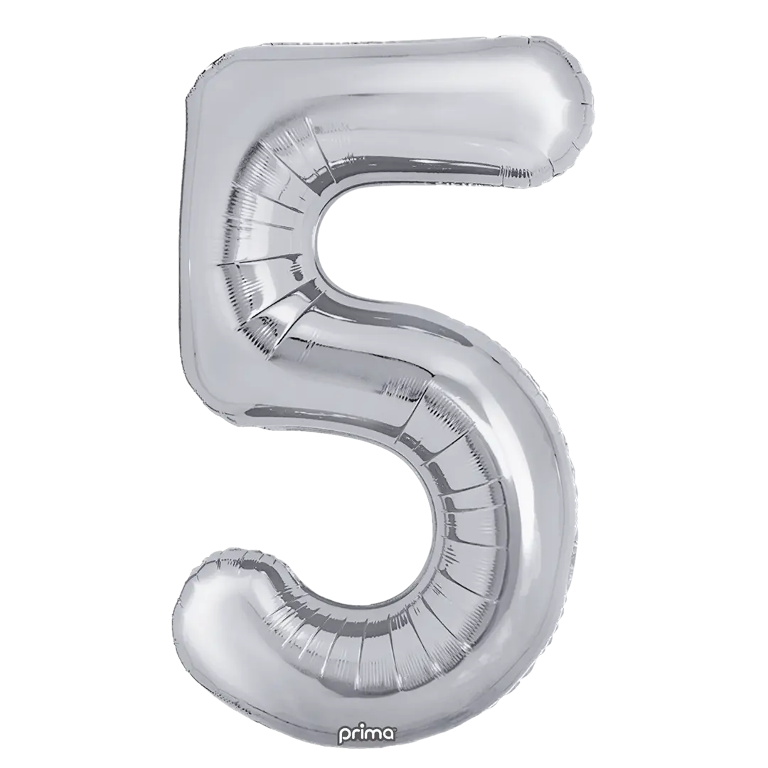 Prima 34 inch Silver Number 5 Foil Balloon