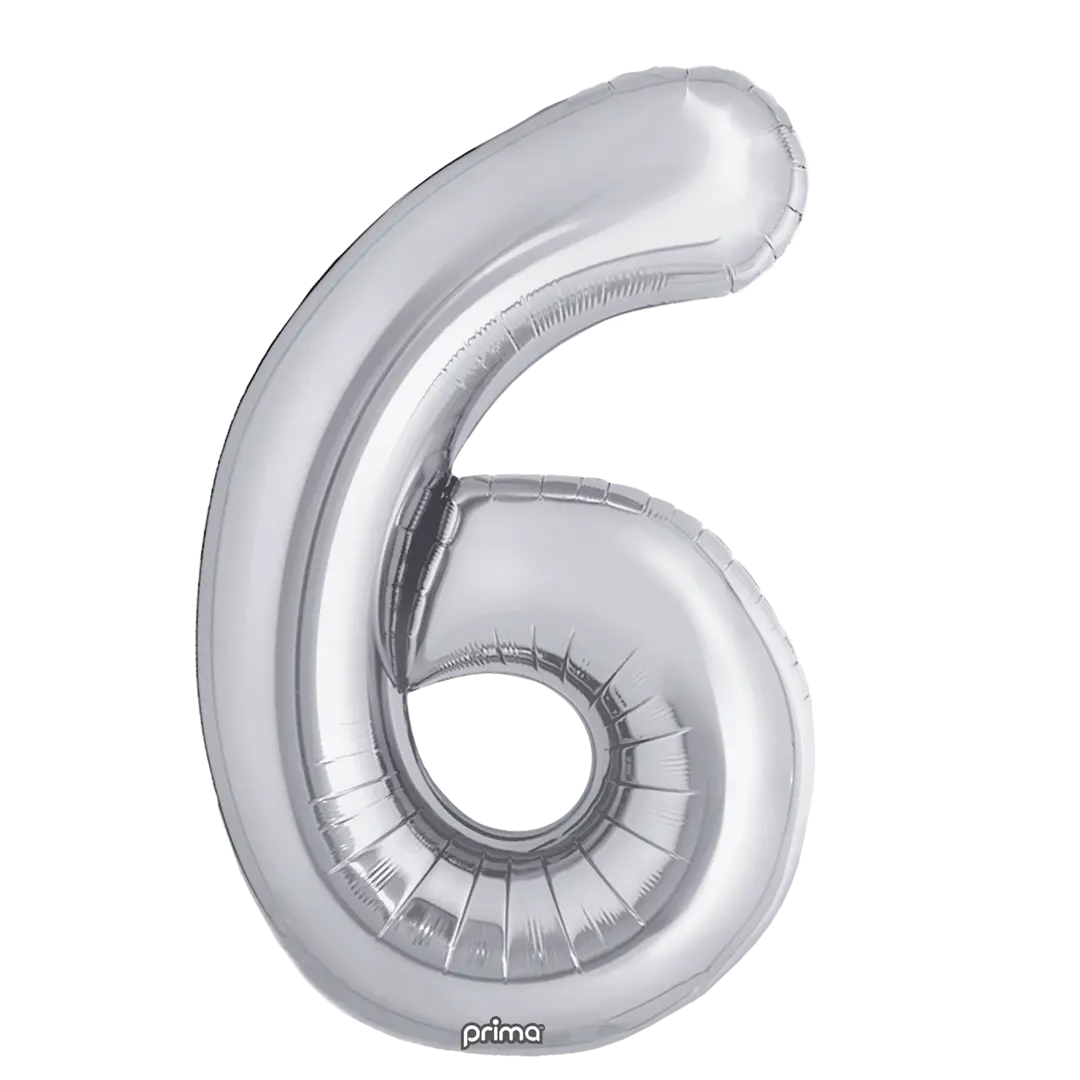 Prima 34 inch Silver Number 6 Foil Balloon
