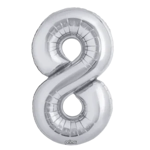 Prima 34 inch Silver Number 8 Foil Balloon