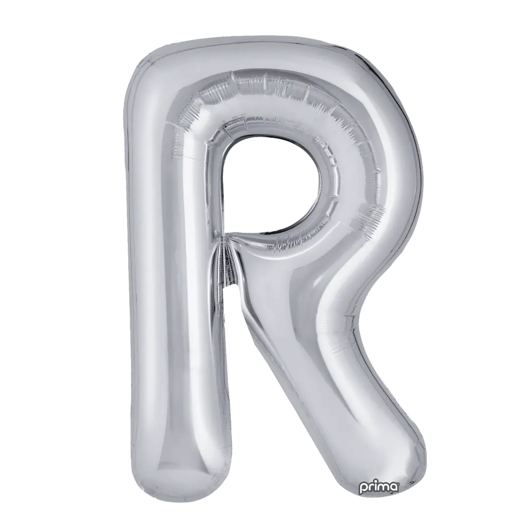 Prima 16 inch Letter R Silver Foil Balloon (2 Pack)