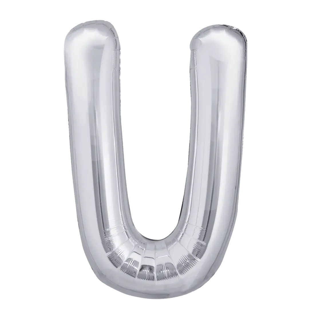 Prima 16 inch Letter U Silver Foil Balloon (2 Pack)