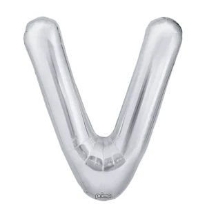 Prima 16 inch Letter V Silver Foil Balloon (2 Pack)