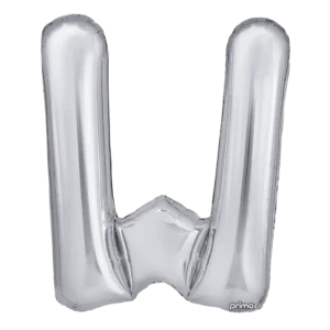 Prima 16 inch Letter W Silver Foil Balloon (2 Pack)